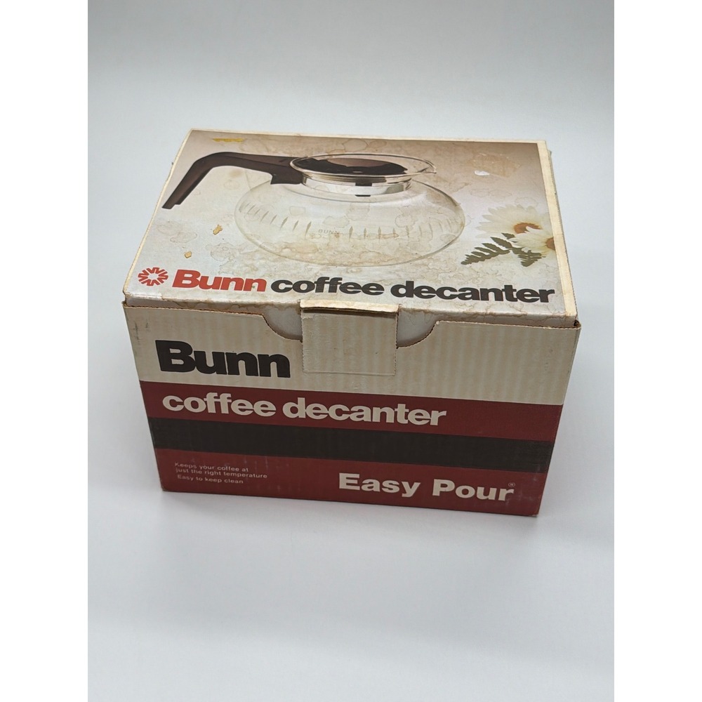 Bunn Coffee Decanter Easy Pour Glass Carafe‎ Black Handle Vintage New In Box